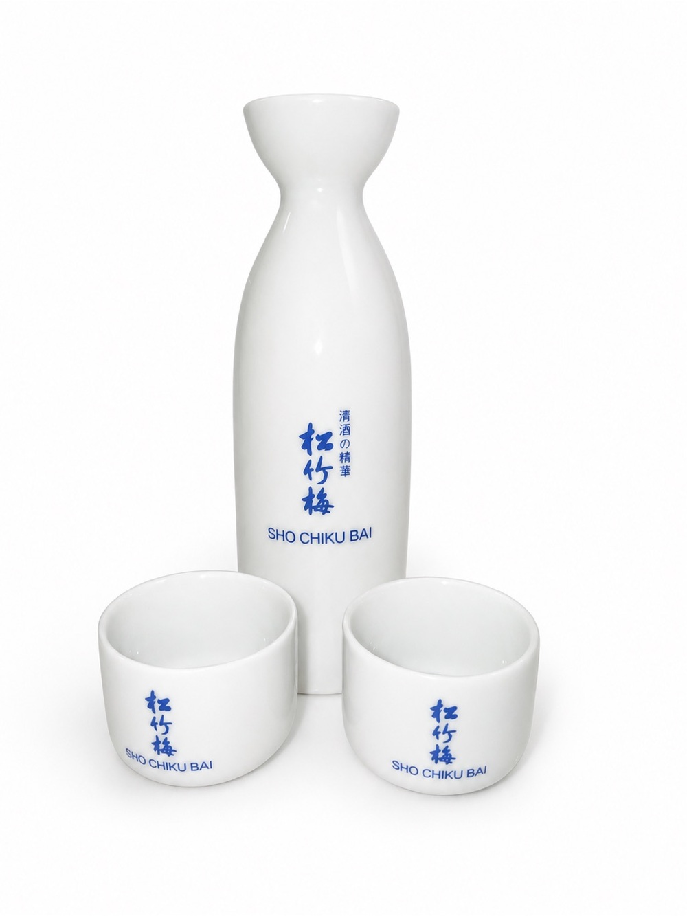 Sho Chiku Bai White Ceramic Sake Set